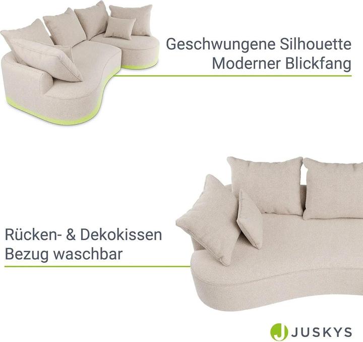 Produktbild Juskys Sofa Tirano mit Ottomane rechts - Bouclé Creme (2-Sitzer)