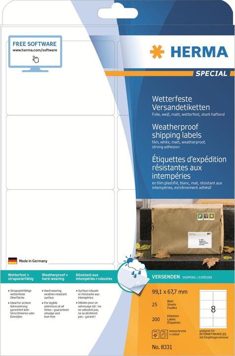 Produktbild HERMA Wetterfeste Versandetiketten A4