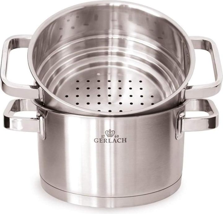 Actual product image Gerlach Prestige 9-Piece Cookware Set with Glass Lids and Steamer Basket (Stainless steel)