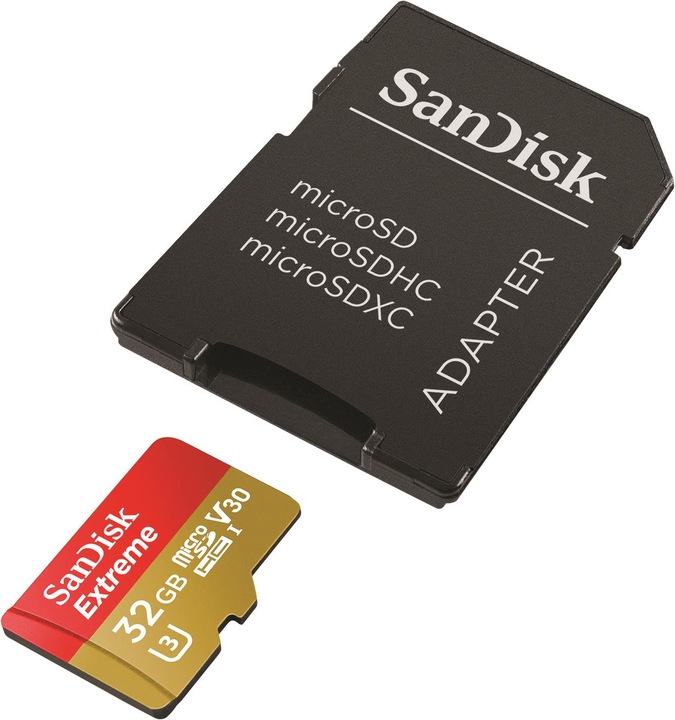 Produktbild SanDisk Extreme microSDHC U3 mit Adapter (32 GB, microSDHC, U3, UHS-I)