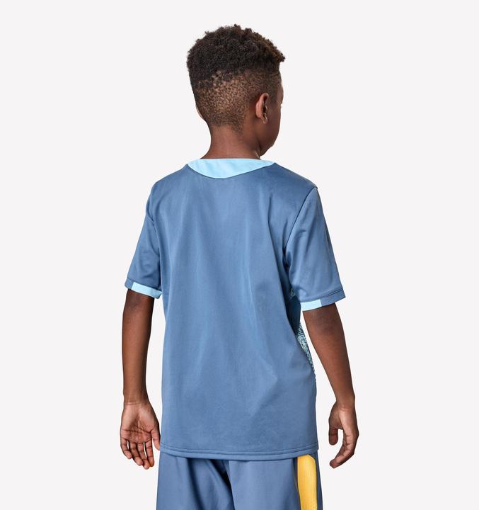 Produktbild Kipsta Kinder Fussball Trikot kurzarm - VIRALTO Kids Roarrr Cheetah blau/grau (122)