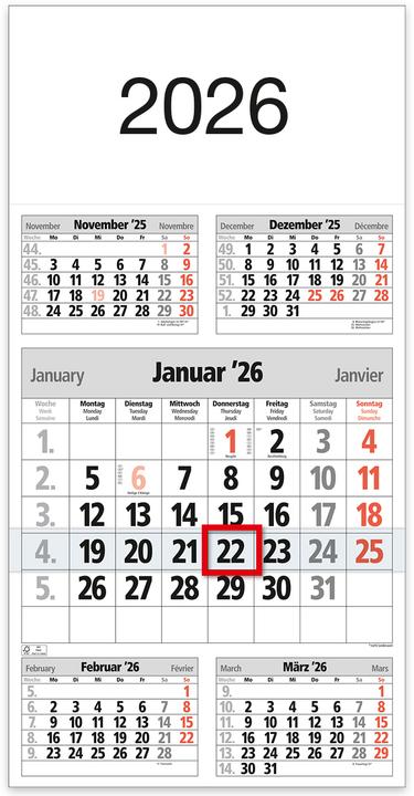 Image du produit Bühner Calendrier de 5 mois ms. M5TF 30x59cm, 2021 (Spécial)