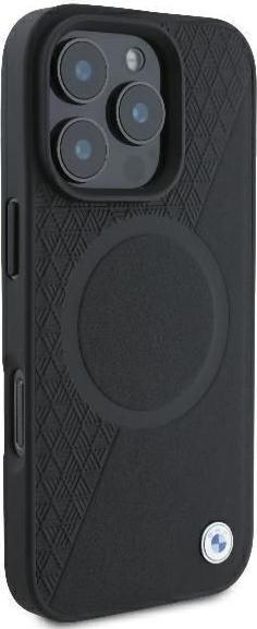 Actual product image BMW BMHMP16L23RTPK iPhone 16 Pro 6.3" czarny/black hardcase Sign Leather Half Textured And Circle Ma (Apple iPhone 16 Pro)