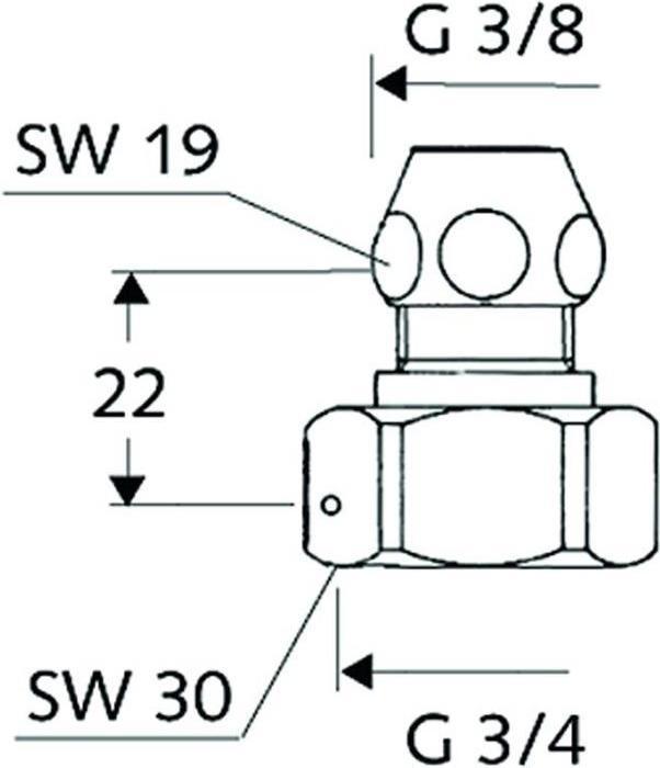 Image du produit Schell Raccord pour compteur d'eau chromé, raccord à compression 3/4 pouce FF 3/4 pouce FF (Raccord de tuyauterie)