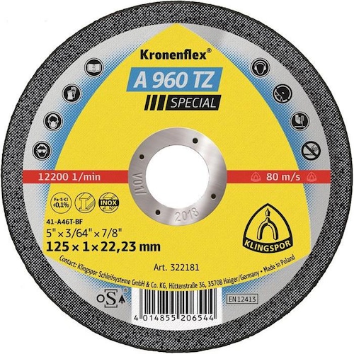 Klingspor, Sägeblatt, Trennscheibe A 960 TZ Special D115x1mm gerade INOX Bohrung 22,23 mm