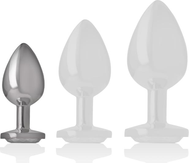 Intense White Heart Aluminium Metall Anal Plug Grösse S