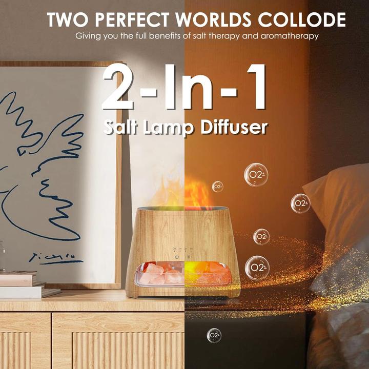 Produktbild Fellhof 2-in-1 Aroma Diffuser & Salzleuchte mit Flammeneffekt (150 ml)