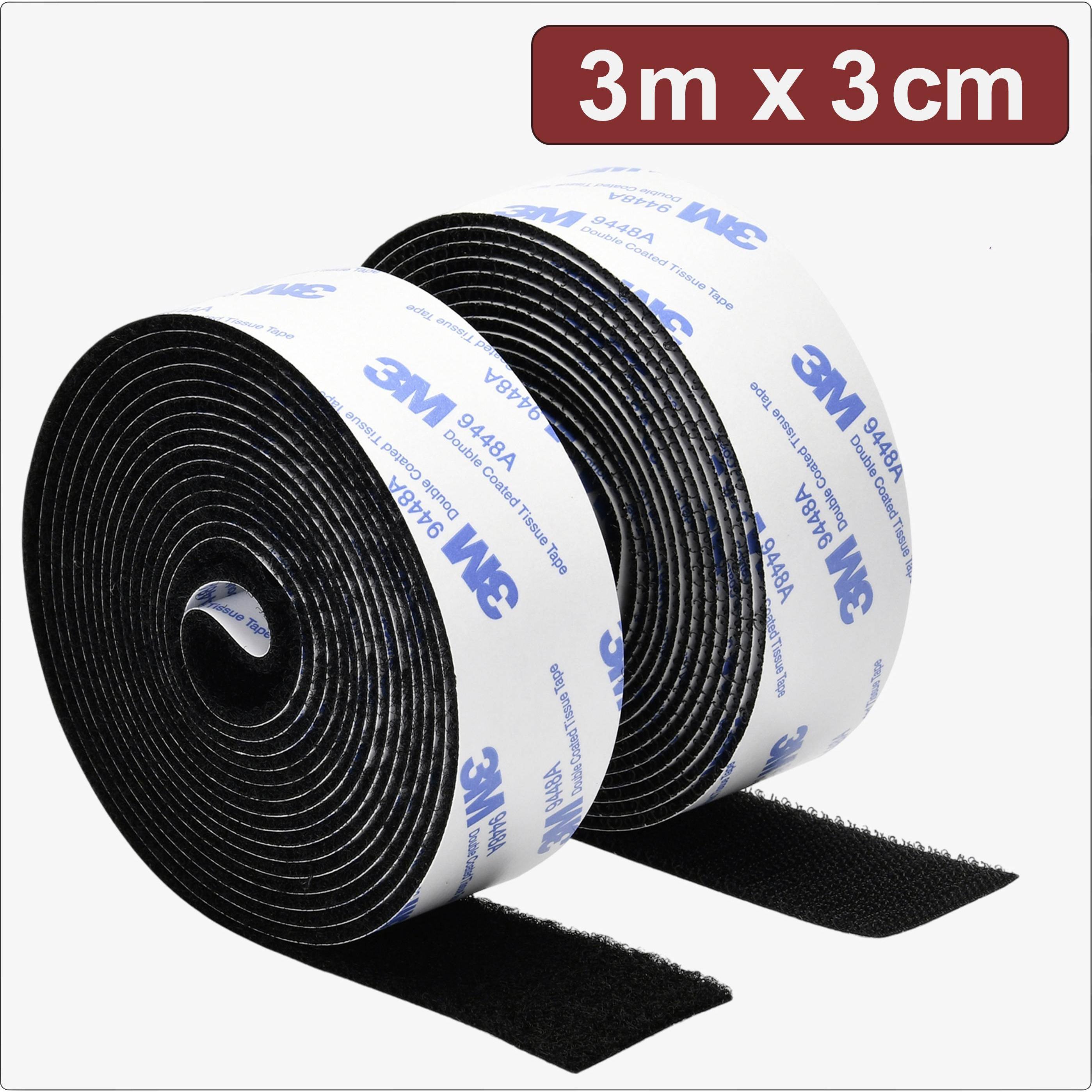 Quadrios, Nastro in velcro, 24CA321 Klettband zum Aufkleben Haft- und Flauschteil (L x B) 3 m x 3 c (30 mm)