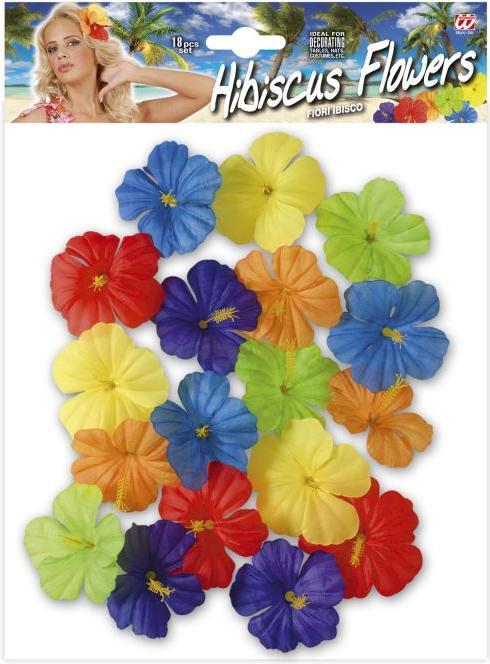 Produktbild Widmann 18 Bunte Hawaii Deko Blumen 5cm (18 Stk.)