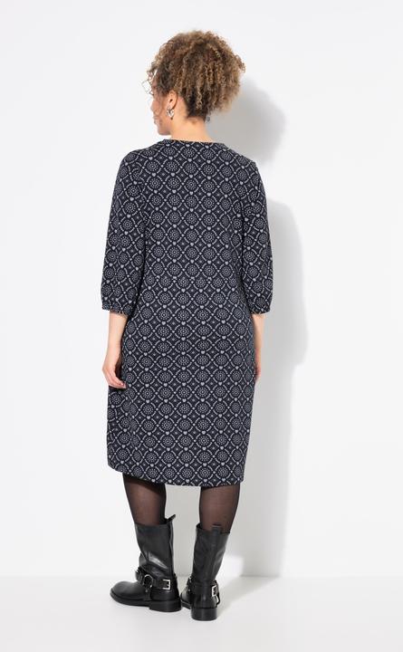 Image du produit Ulla Popken Robe en jersey, décolleté en V et manches 3/4, coupe évasée (60)