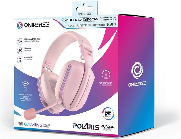 Produktbild Oniverse Wireless Gaming Headset Polaris - Aurora Pink (Kabelgebunden, Kabellos)