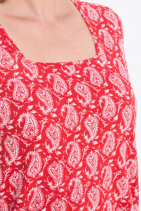 Actual product image Ulla Popken Paisley Sprit Square Neck A-Line Tee (62)
