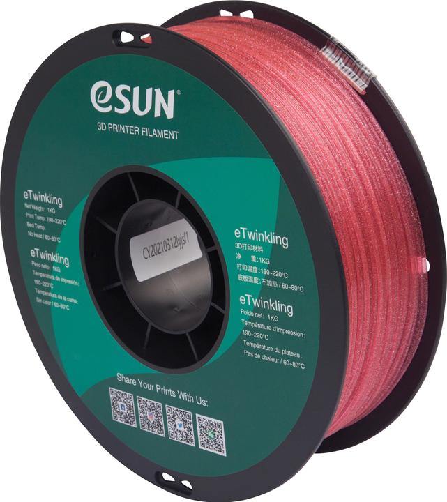 Produktbild eSUN eTwinkling Pink Filament 1.75mm 1Kg (PLA, 1.75 mm, 1000 g, Rosa)