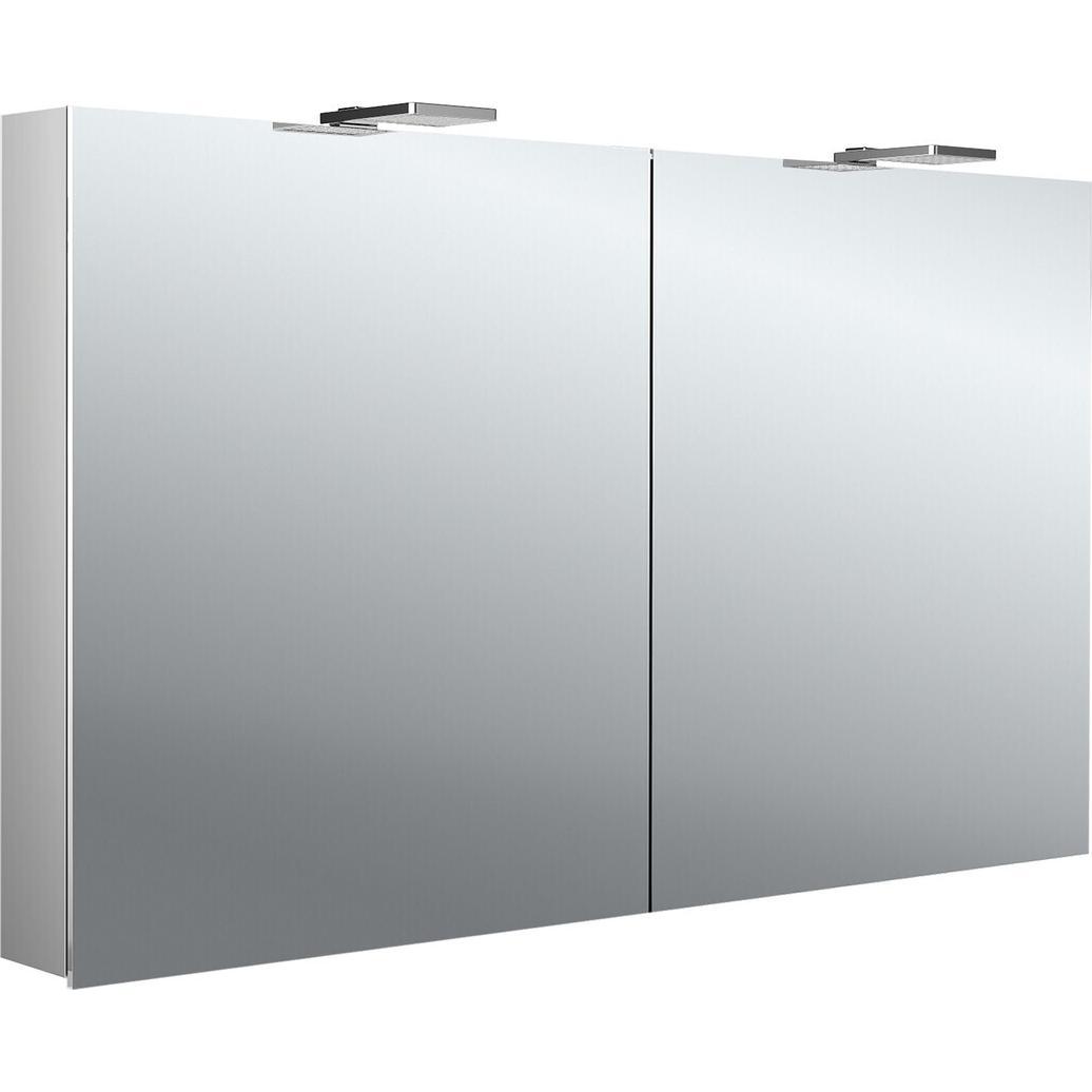 Emco, Spiegelschrank, flat 2 Style LED Lichtspiegelschrank mit Aufsatzstrahlern, 2 Türen, 1200x711x113mm, 979706305