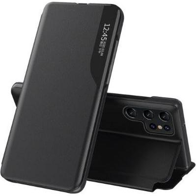 ECO Galaxy S23 Ultra with flip stand Leather View Case (Samsung Galaxy S23 Ultra), Smartphone Hülle, Schwarz