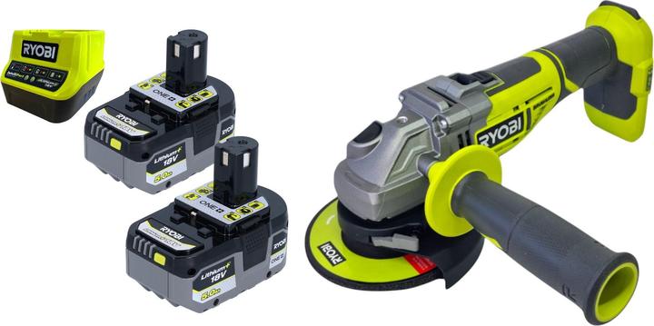 Produktbild Ryobi R18AG7-0 Akku Winkelschleifer 18 V 125 mm Brushless + 2x Akku 5,0 Ah + Ladegerät (125 mm)