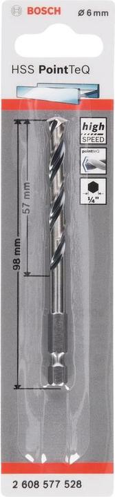 Immagine prodotto Bosch Professional Zubehör Punta esagonale HSS PointTeQ da 6,0 mm (6 mm)