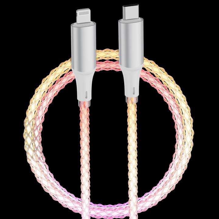 Image du produit Qualo USB-C-Lightning glowing cable 1M 3A white/silver QCS-CL-00 (1 m, USB 2.0)