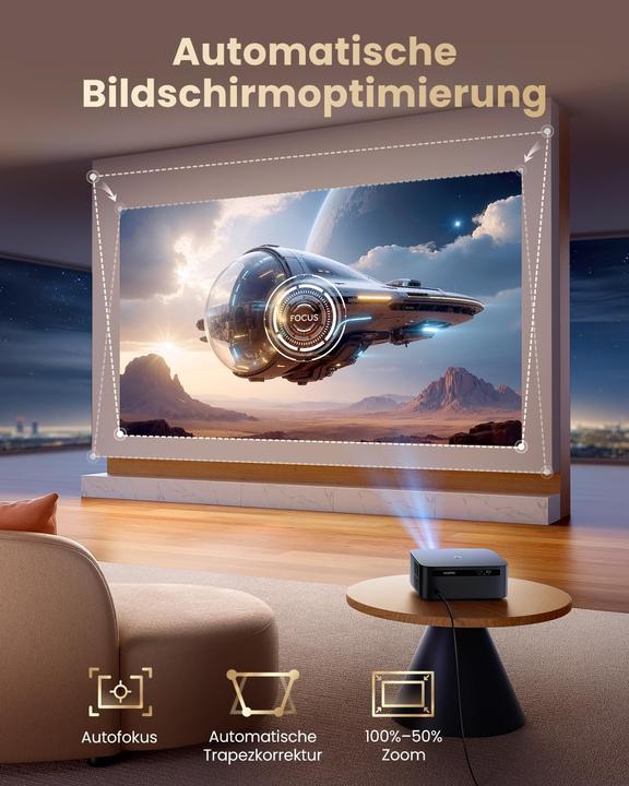 Actual product image WiMiUS 4K Heimkino Beamer mit Google TV & Netflix Lizenz (4K, 1200 lm)