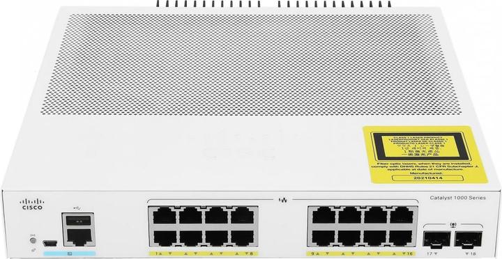 Produktbild Cisco 16 Port Rail PoE+ Switch C1000-16P-2G-L (16 Ports)