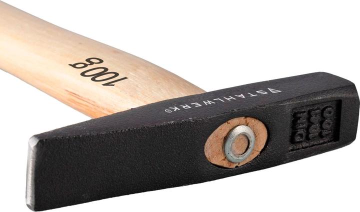 Actual product image Stahlwerk Hammer locksmith hammer 100g robust steel head, hickory wood handle (100 g)