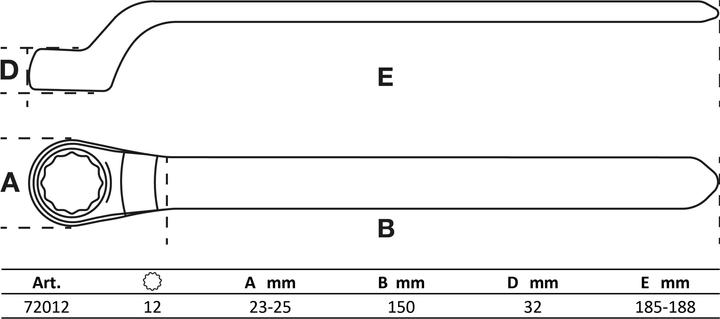 Immagine prodotto BGS Chiave ad anello semplice per elettricisti gomito stretto 12 mm (12 mm)