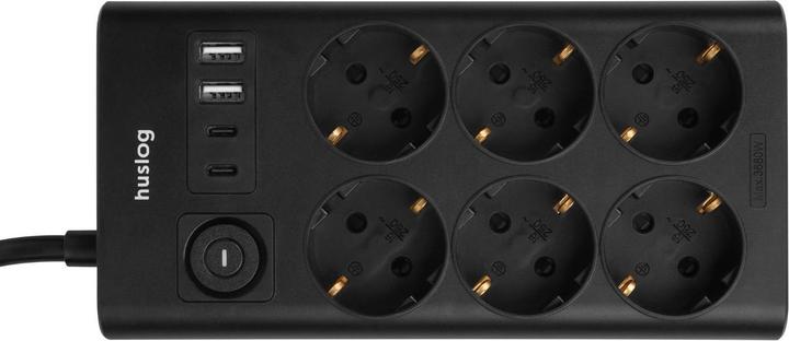 Actual product image Huslog Flat power strip (6x, CEE 7/5, 1.50 m)