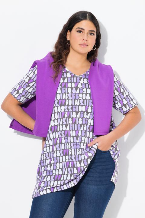 Produktbild Ulla Popken T-Shirt, Zahlen, A-Linie, V-Ausschnitt, Halbarm (46, 48)