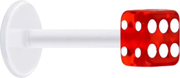 Produktbild Star Piercing Micro Labret transparent mit Würfel rot transparent (ohne Messing, Acryl, Bioflex)