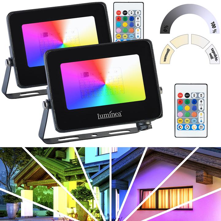 Actual product image Luminea Set of 2 weatherproof outdoor floodlights (1250 lm, IP65)