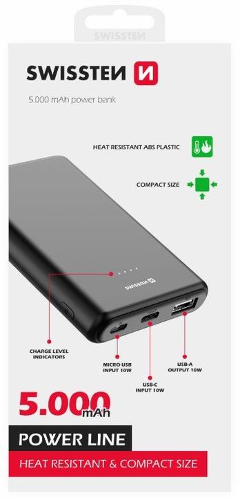 Produktbild Swissten POWER BANK 5000 mAh 10W (5000 mAh, 10 W, 18.50 Wh)