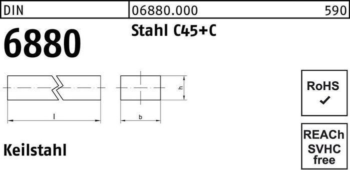 Actual product image Wedge steel DIN 6880 12 x 8 x 1000 Steel C45+C