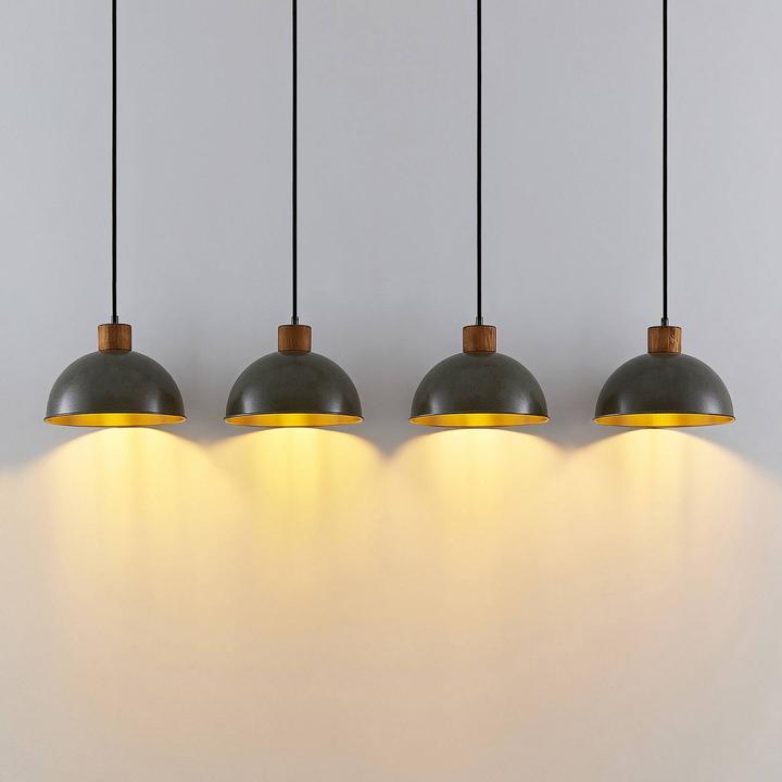 Produktbild Lindby Durbis 4 Pendelleuchte Dark Grey/Wood (E27)