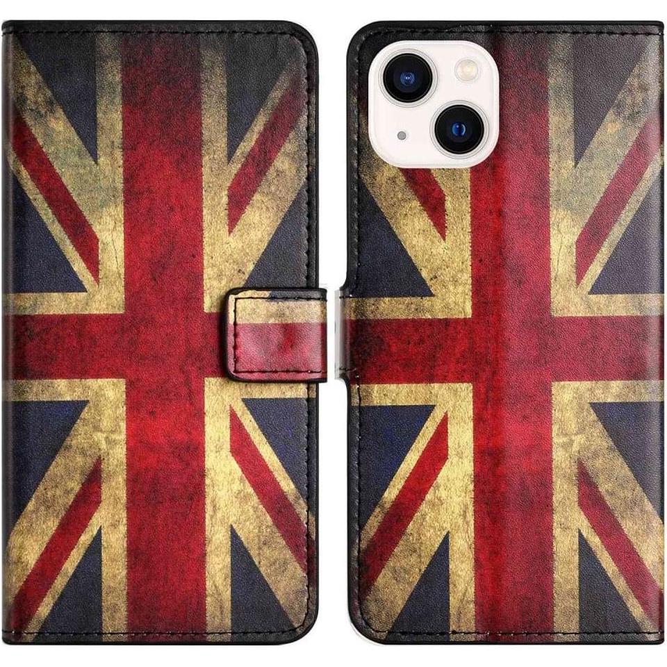 Cover-Discount iPhone 14 Plus - Leder Etui Hülle UK Flagge (Apple iPhone 14 Plus), Smartphone Hülle, Mehrfarbig