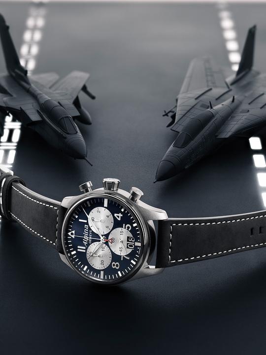 Image du produit Alpina Watch Startimer Pilot Quartz Chronograph Big Date (Montre pilote, 44 mm)