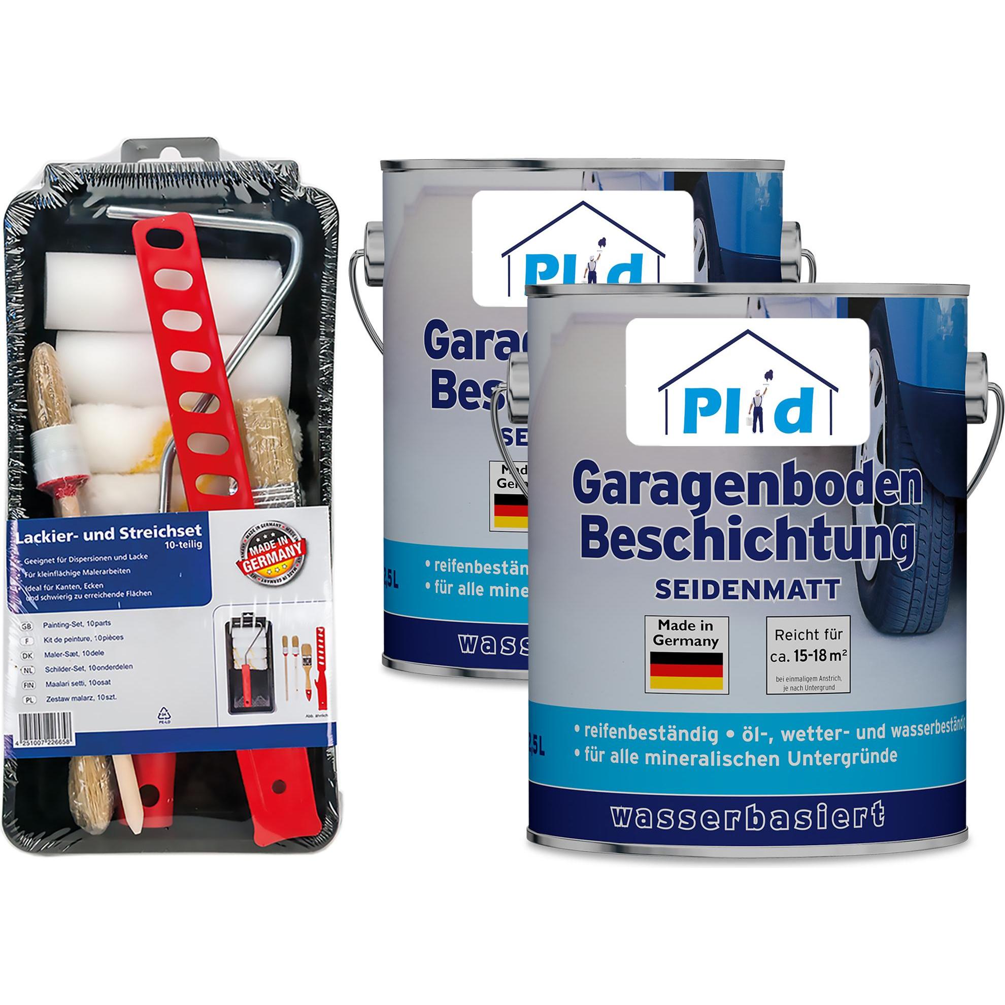 Plid, Künstlerfarbe + Bastelfarbe, Garagenbodenbeschichtung Set 5L, für 36m² /Bodenbeschichtung Beton (C1. Tiefschwaz, 5...