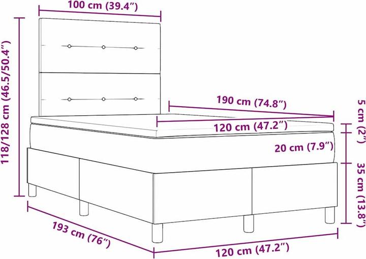 Image du produit vidaXL Boxspringbett (120 x 190 cm)