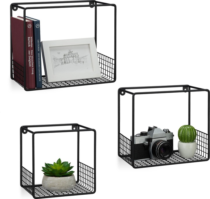 Image du produit Relaxdays Étagère à suspendre lot de 3 cubes, mural (30 x 15 x 25 cm)