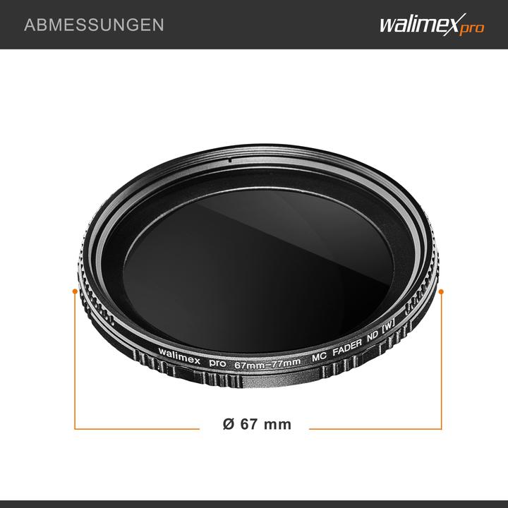 Immagine prodotto Walimex pro per ND fader ND2 - ND400 rivestito 67 mm (67 mm, Filtri grigi, 67 mm)