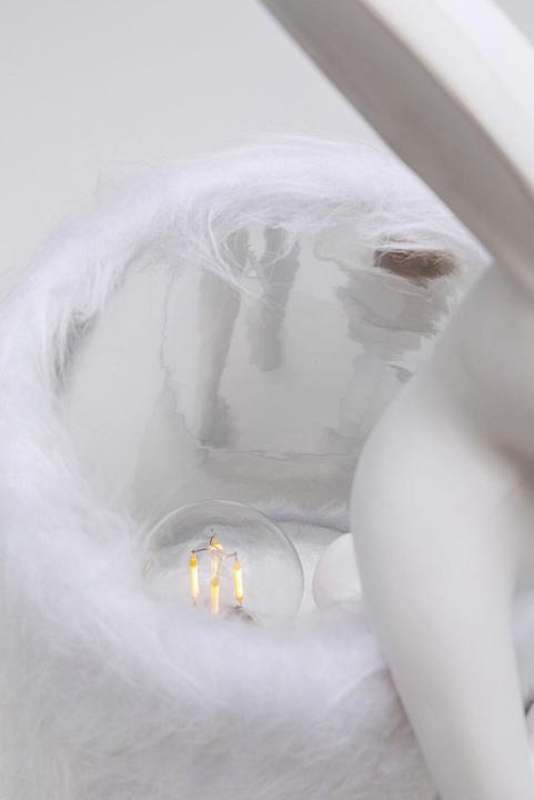 Produktbild Kare Design Tischleuchte Animal Rabbit Fur Weiss/Silber 50cm (E14)