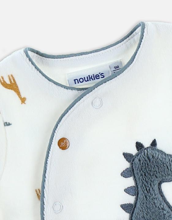 Actual product image Noukies Romper suit velour with animals white/blue size 74 (74)