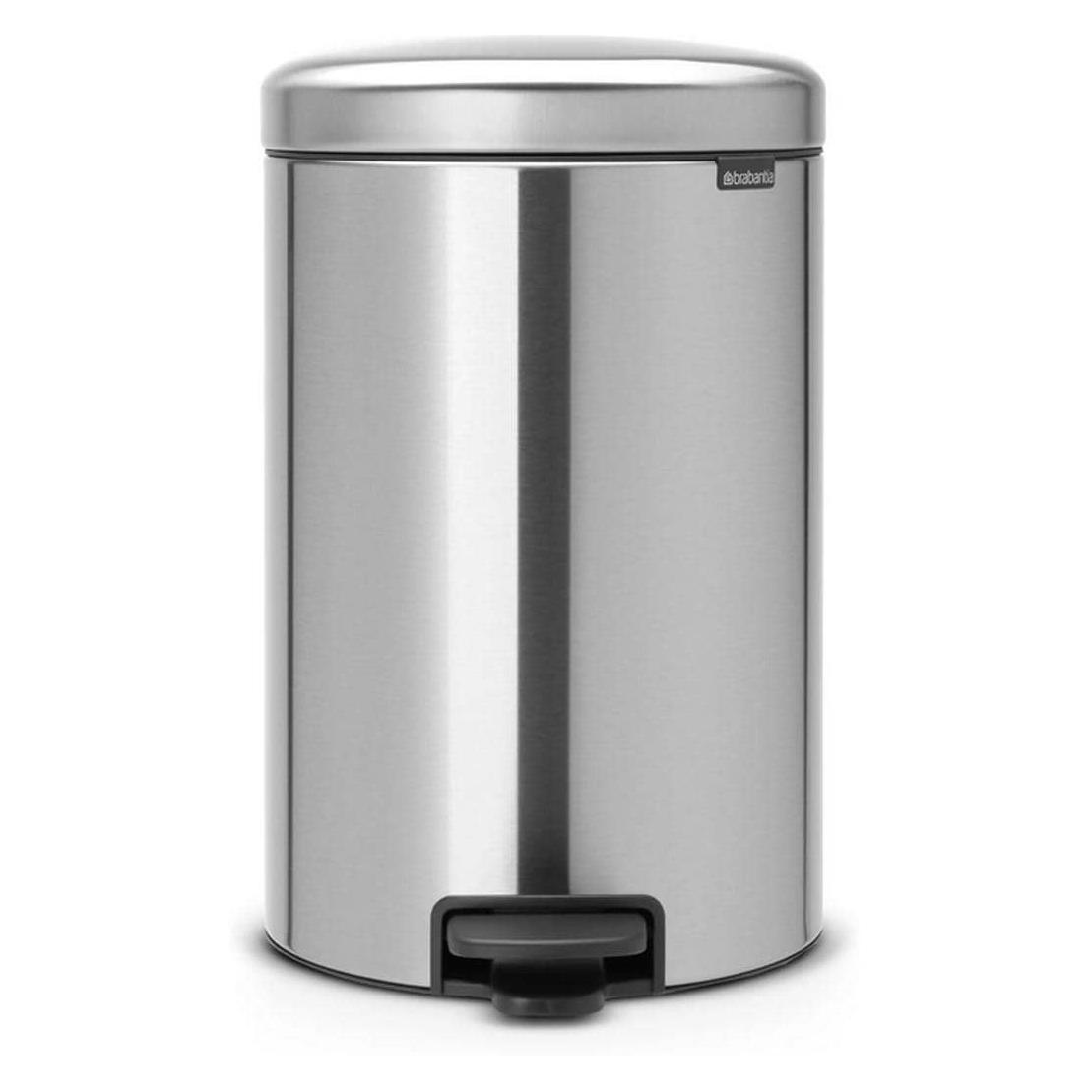 Brabantia 114021 Poubelle à Pédale Newicon avec Seau en Plastique, 20 L - Acier Mat