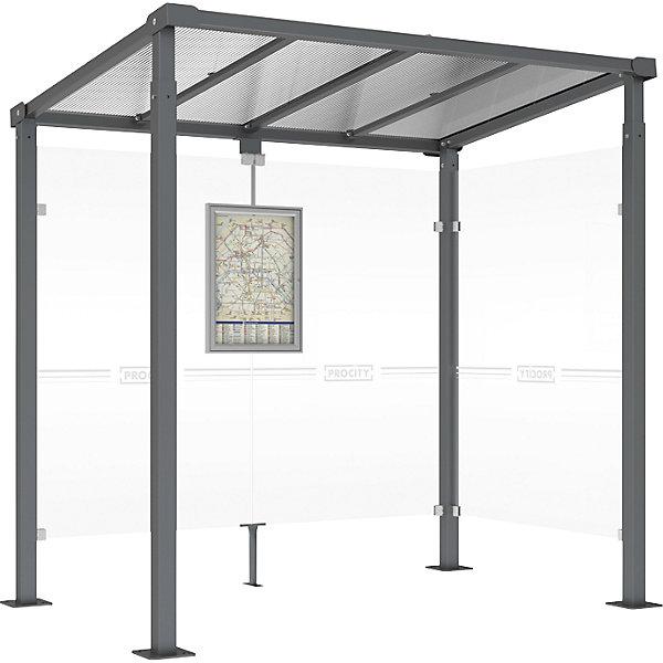 SPL Abri voyageurs MILANO, avec 1 paroi latérale, largeur 2520 mm, anthracite.