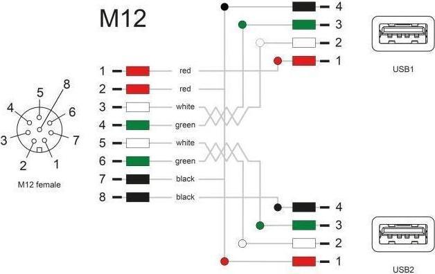 Energy Label Delock M12 cable A-coded 8 pin socket to 2 x USB 2.0 type-A (2 m, USB 2.0)