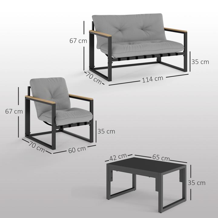 Produktbild Outsunny Gartenmöbel Set Stahl, Polyester Hellgrau