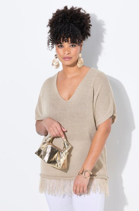 Actual product image Miamoda Strickshirt, oversized, Glitzer-Effekt, Fransensaum (46, 48)