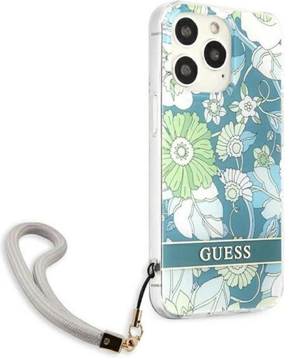 Produktbild Guess GUHCP13XHFLSN iPhone 13 Pro Max 6,7" zielony/green hardcase Flower Strap (Apple iPhone 13 Pro Max)