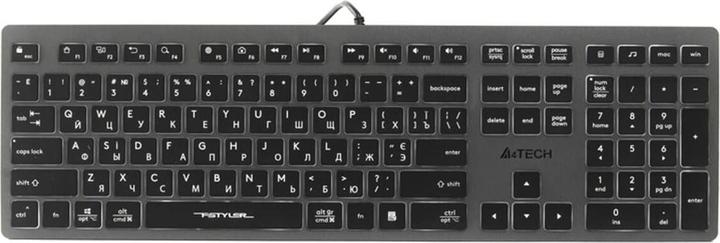 Actual product image A4Tech FSTYLER FX60H (White Backlit) Keyboard USB QWERTY Black Grey (USA, Cable)