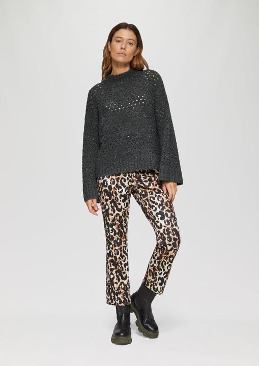 Actual product image S.Oliver Strickpullover Ajour-Pullover mit offenem Strickmuster und Trompetenärmeln (S)