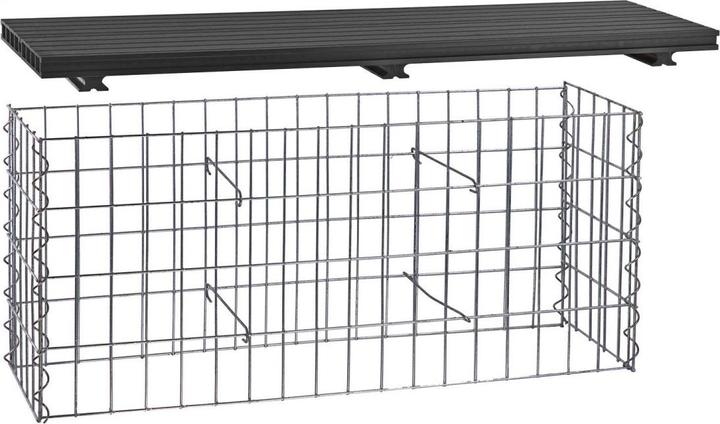 Produktbild Dema WPC Gabionenbank Gabione Steinkorb Bank Sitzbank Gartenbank anthrazit 100x30 cm
